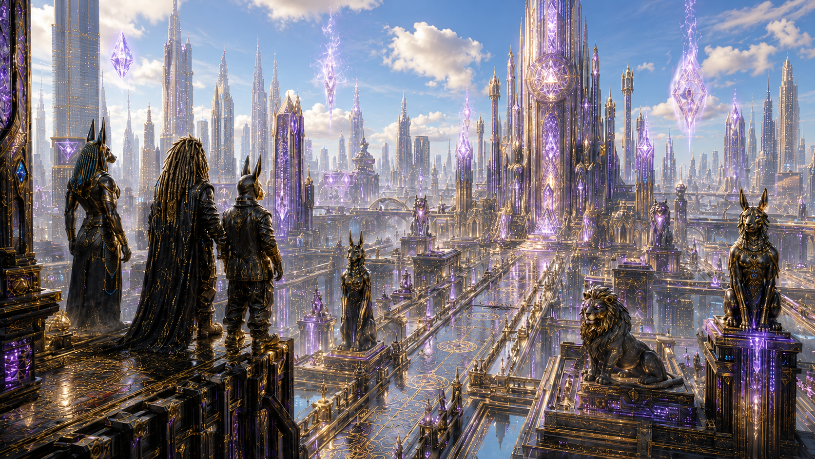 The LAB bloodline overlooking a luminous futuristic city