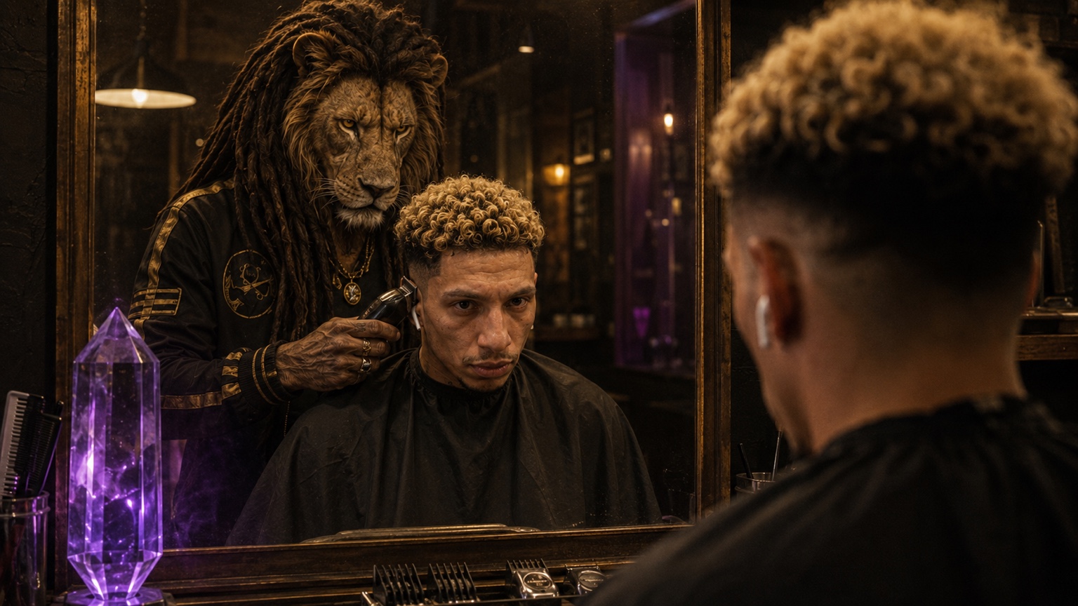 Pryde cutting Eddie's hair in the LAB barbershop